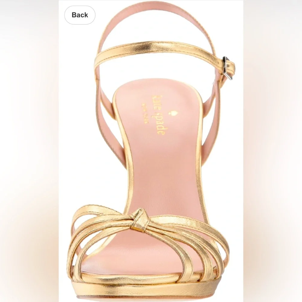 KATE SPADE “Florence” Gold Strappy Heels - Picture 4 of 12